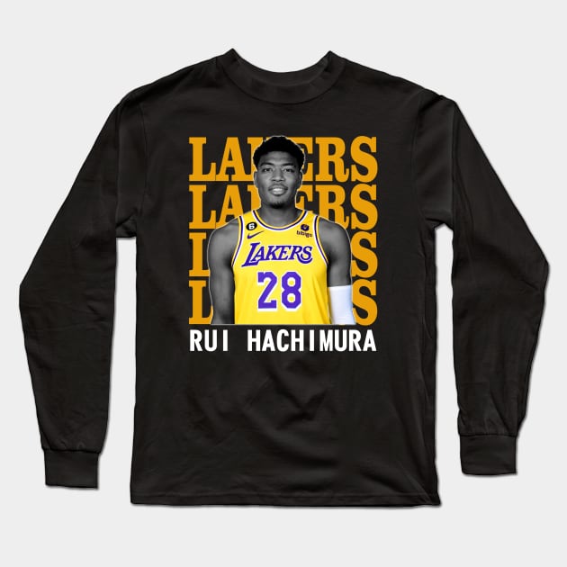 Los Angeles Lakers Rui Hachimura Long Sleeve T-Shirt by Thejockandnerd